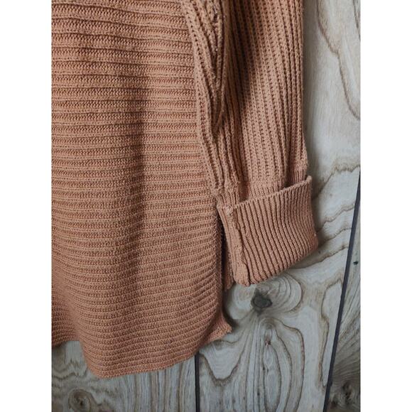 Rachel Zoe Tan Cotton Blend Ribbed Dolman Rolled Cuffs Pullover Sweater Size L - Picture 6 of 7
